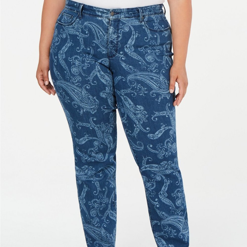 𝅺Charter Club Plus Size Printed Straight Leg Jeans